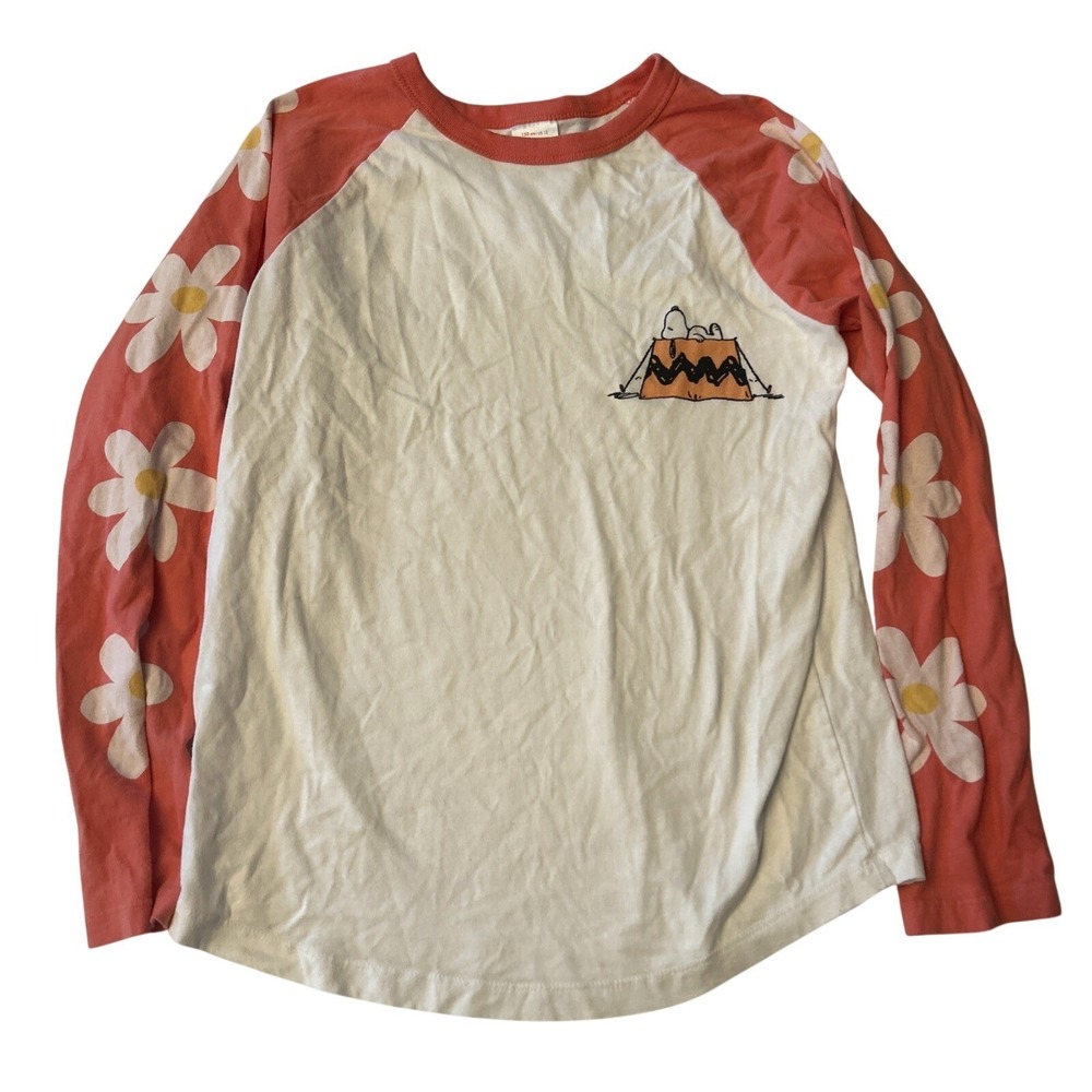 Hanna Andersson Girls Snoopy Shirt US 12 Longsleeve Surfer Style Floral School